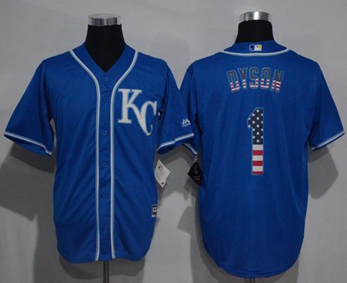 Royals #1 Jarrod Dyson Blue USA Flag Fashion Stitched MLB Jersey - Click Image to Close